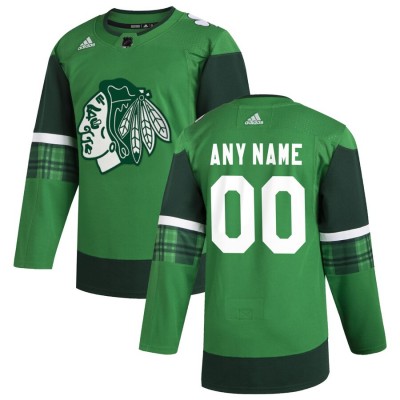 Chicago Blackhawks Men's Adidas 2020 St. Patrick's Day Custom Stitched NHL Jersey Green